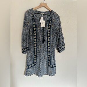 Joie Navy and Gold Patterned Dress